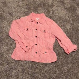 100% Linen J Jill salmon colored jacket
